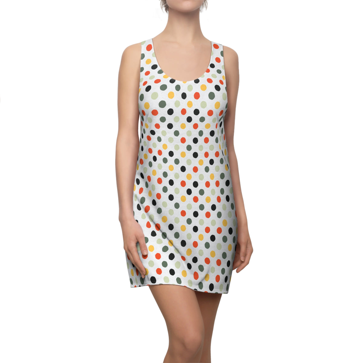 IMB Women Polka Dot Racerback Dress — Retro Multicolor Dot Print