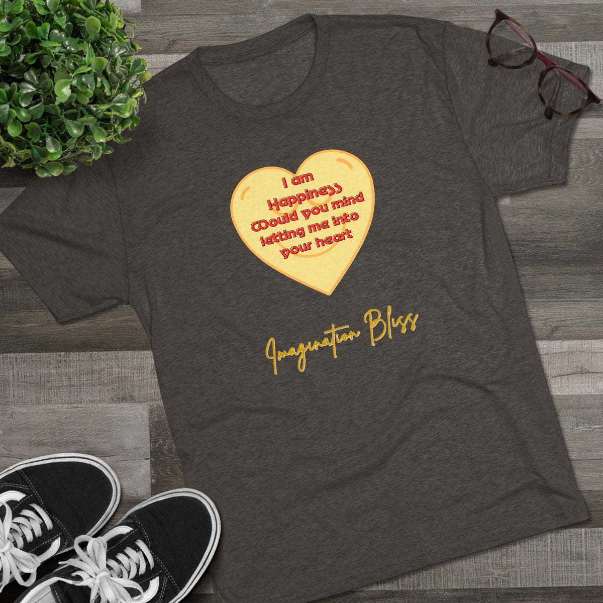IMB Unisex Heart Affirmation Tee — "I am (happiness)" Inspirational Graphic T-Shirt