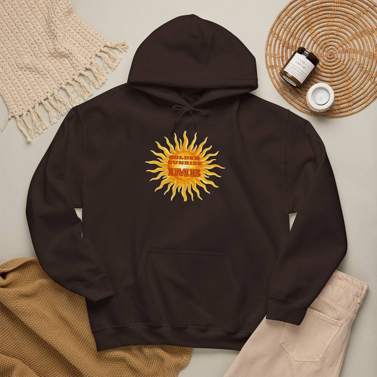 IMB Unisex Hoodie — Artistic Yellow Sun Graphic Pullover