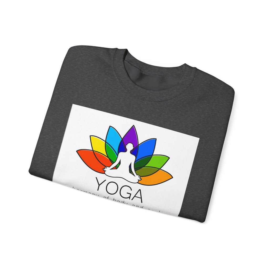 Yoga Harmony Crewneck Sweatshirt – Rainbow Lotus Meditation Design