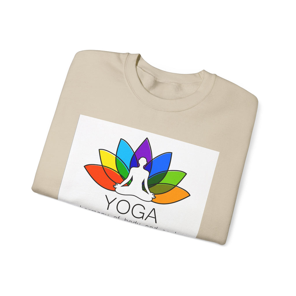 Yoga Harmony Crewneck Sweatshirt – Rainbow Lotus Meditation Design