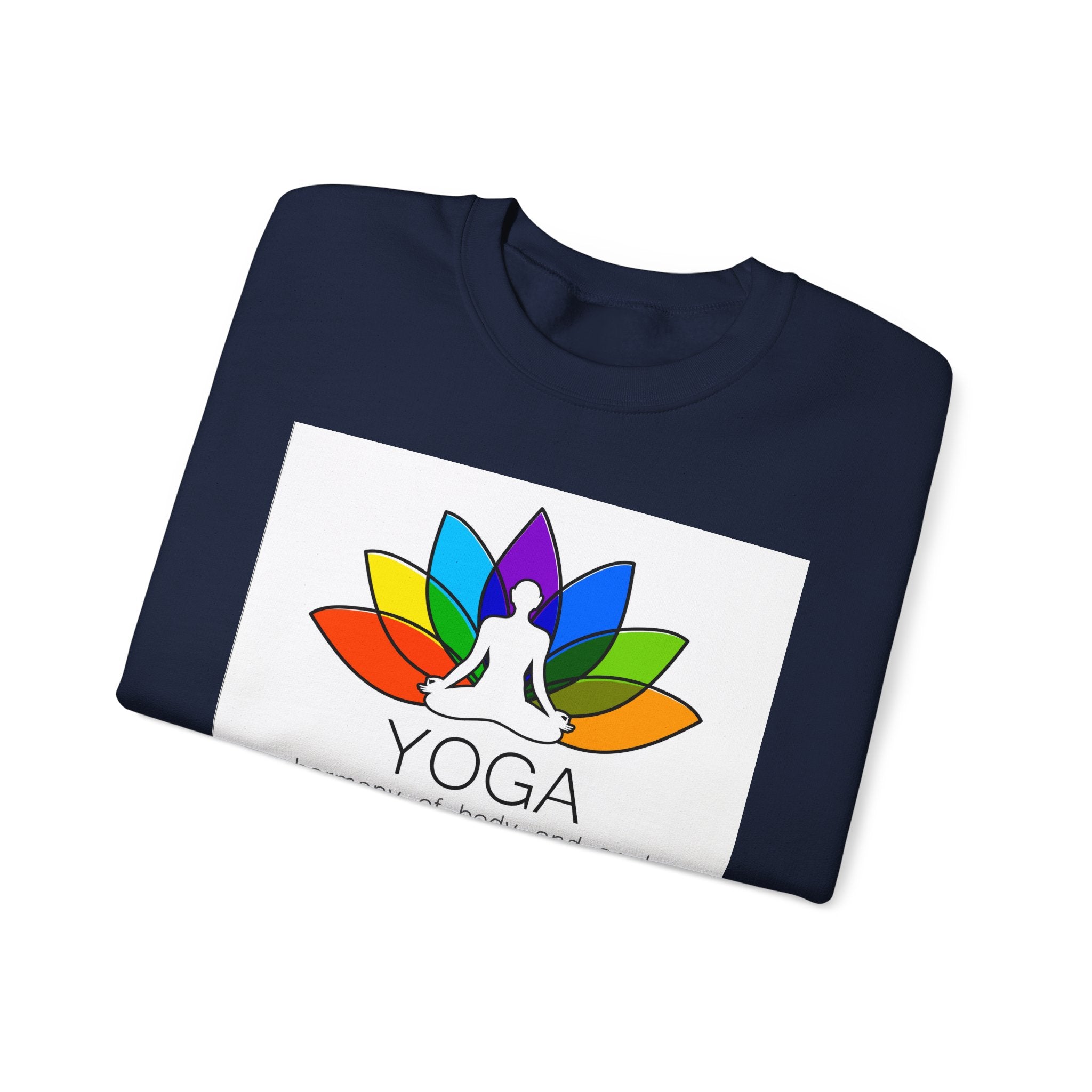 Yoga Harmony Crewneck Sweatshirt – Rainbow Lotus Meditation Design