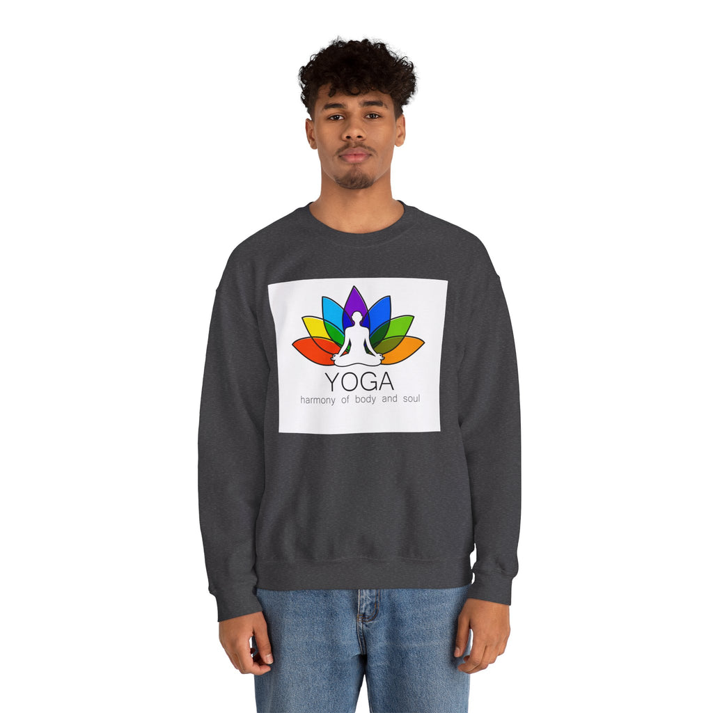 Yoga Harmony Crewneck Sweatshirt – Rainbow Lotus Meditation Design