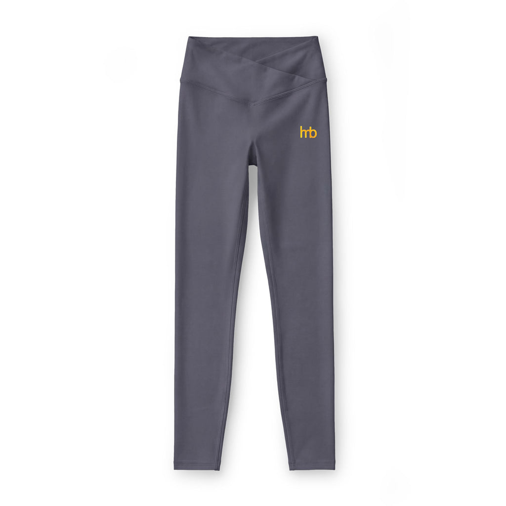 IMB Women’s Luxe Leggings — High-Waist Black Activewear with Small Yellow 'hb' Logo