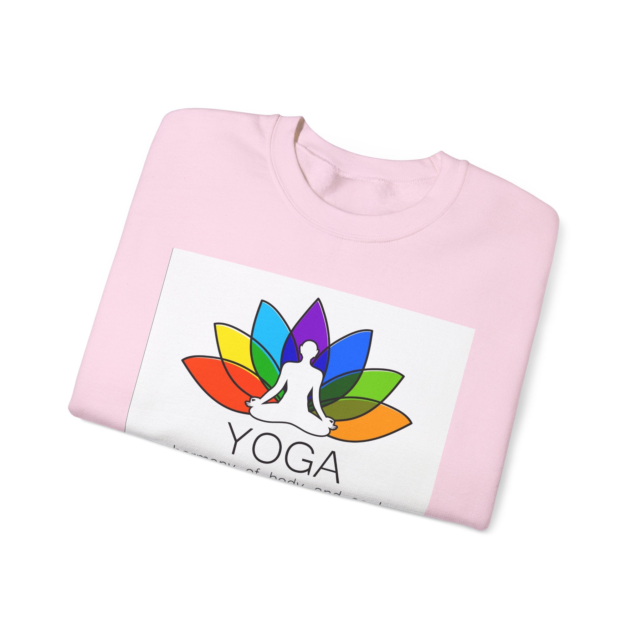 Yoga Harmony Crewneck Sweatshirt – Rainbow Lotus Meditation Design