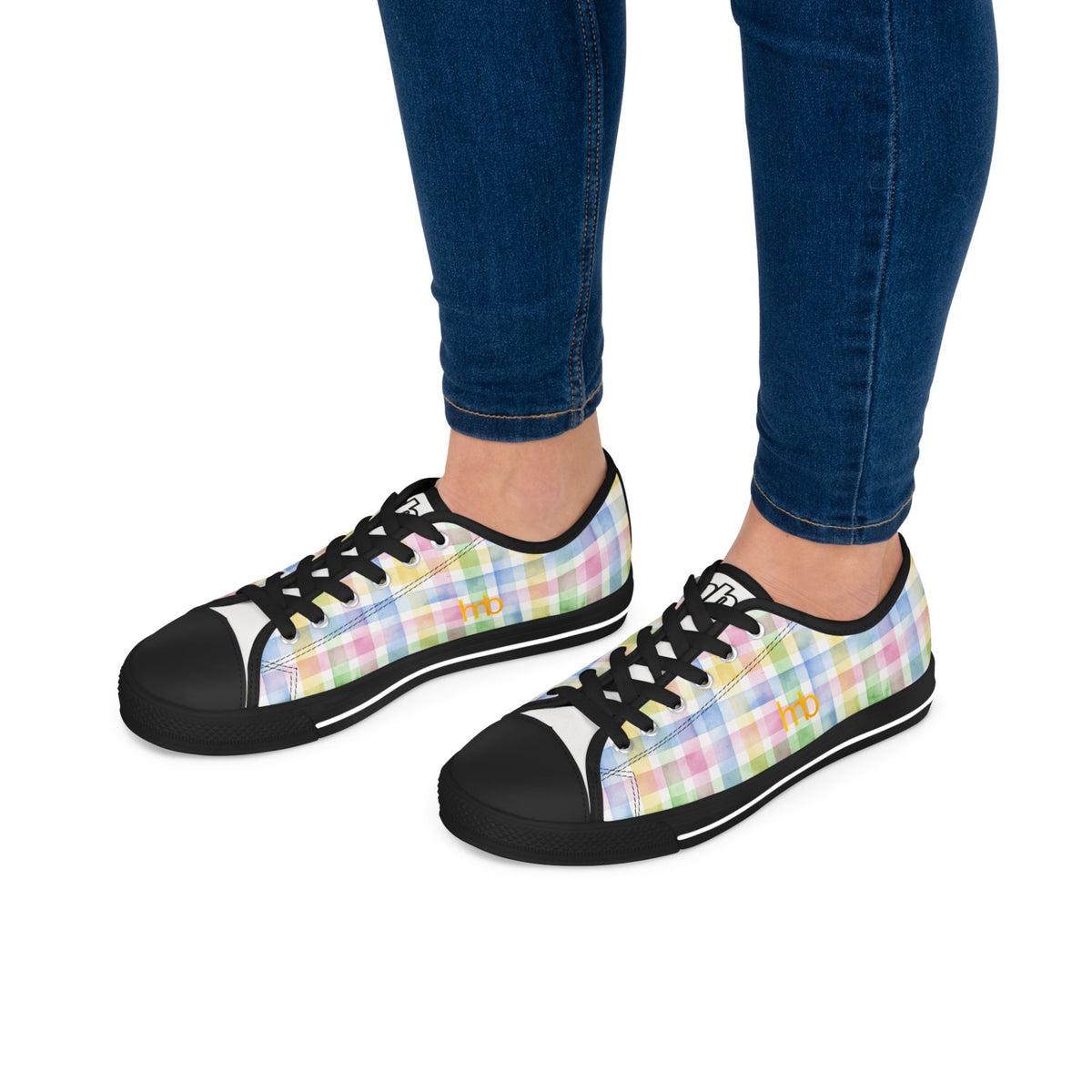 Plaid Pastel Low Top Sneakers — Women's Casual Spring/Summer Canvas Shoes