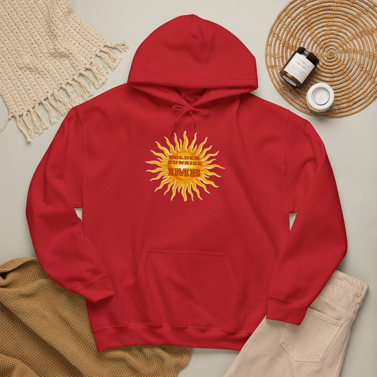 IMB Unisex Hoodie — Artistic Yellow Sun Graphic Pullover