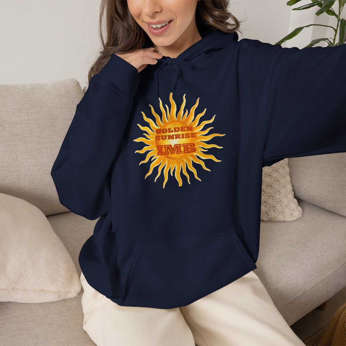 IMB Unisex Hoodie — Artistic Yellow Sun Graphic Pullover
