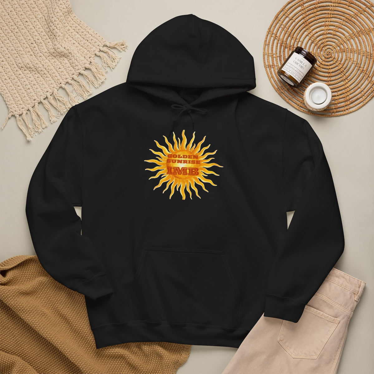 IMB Unisex Hoodie — Artistic Yellow Sun Graphic Pullover