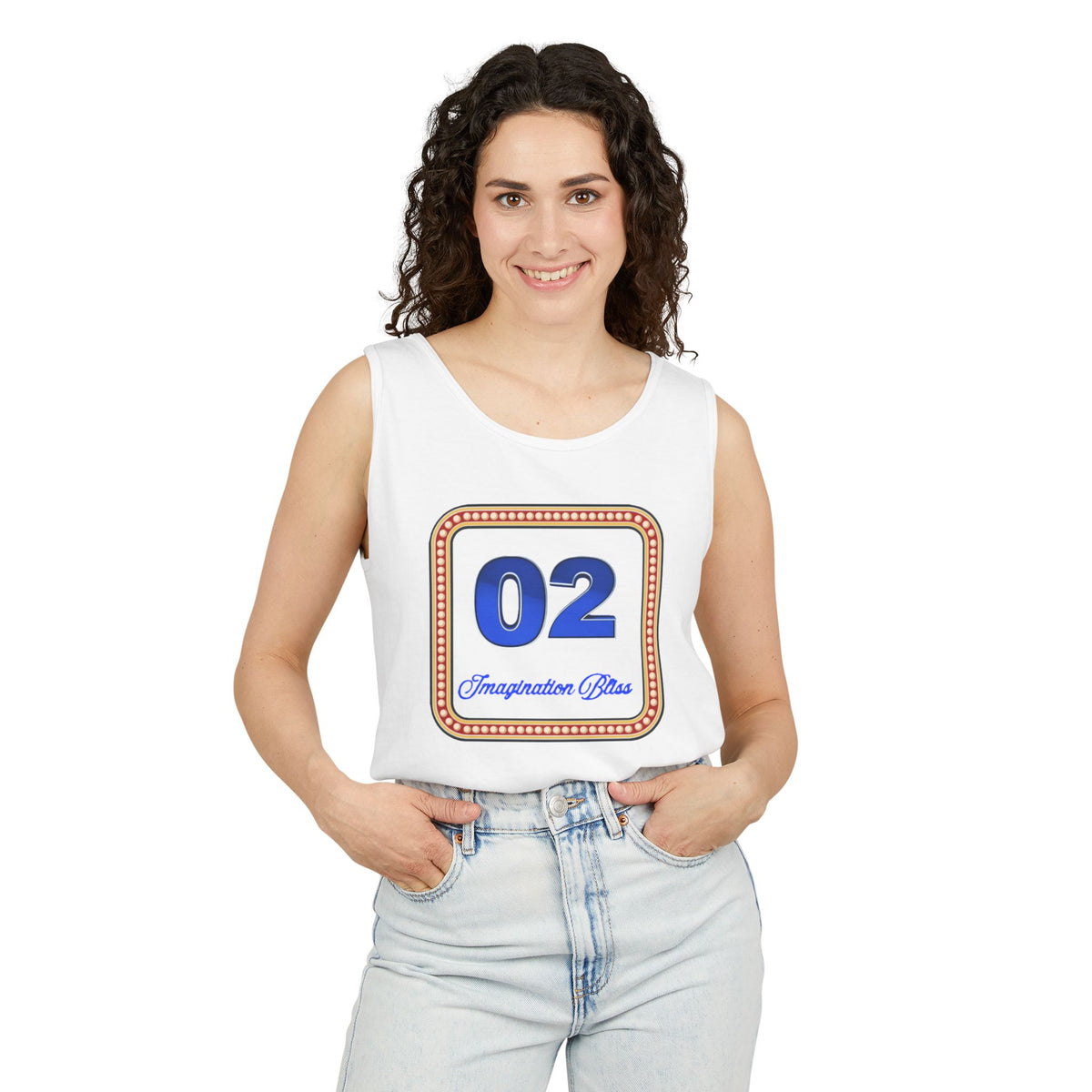 IMB Unisex Decorative Badge Tank Top — 'Imagination Bliss' Graphic