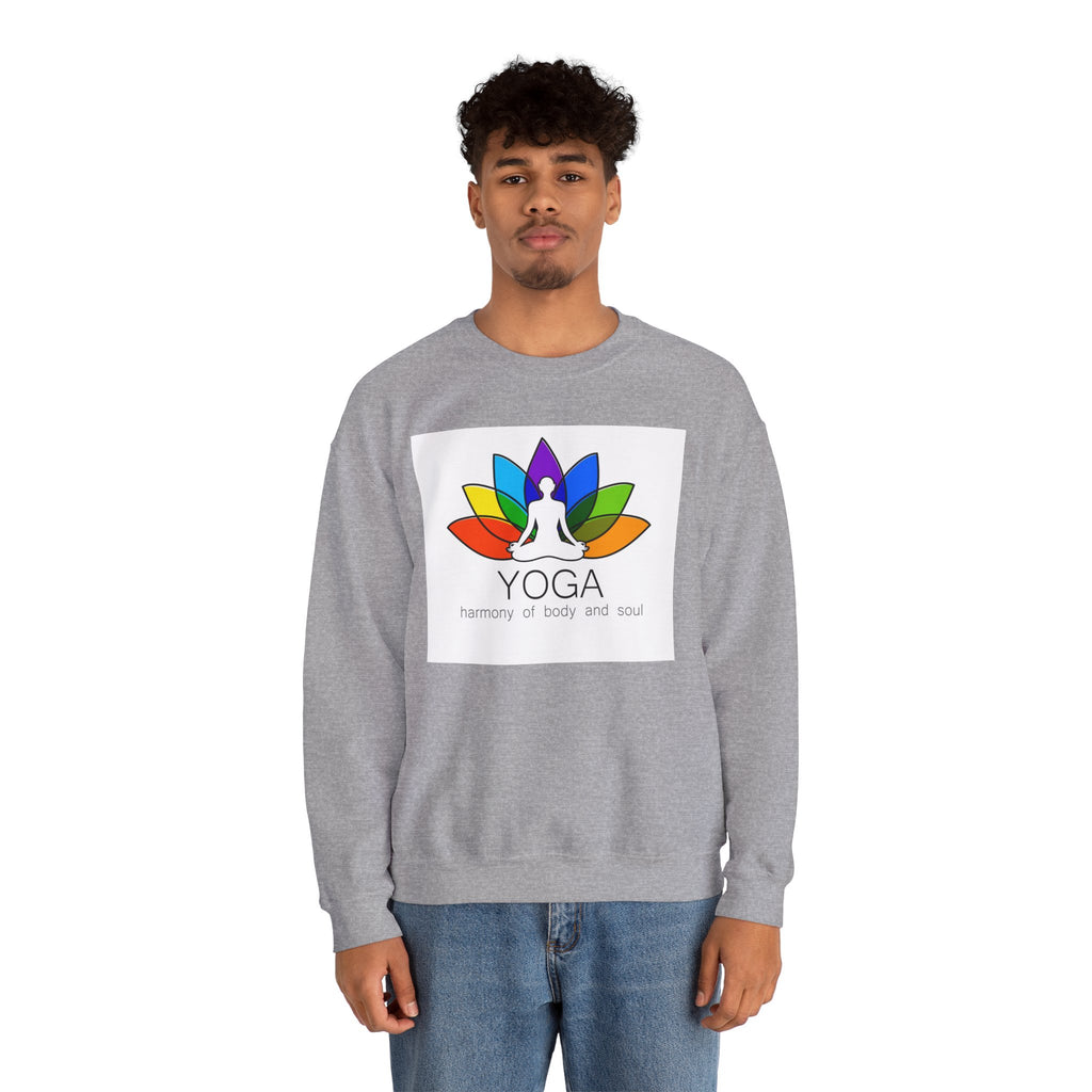 Yoga Harmony Crewneck Sweatshirt – Rainbow Lotus Meditation Design