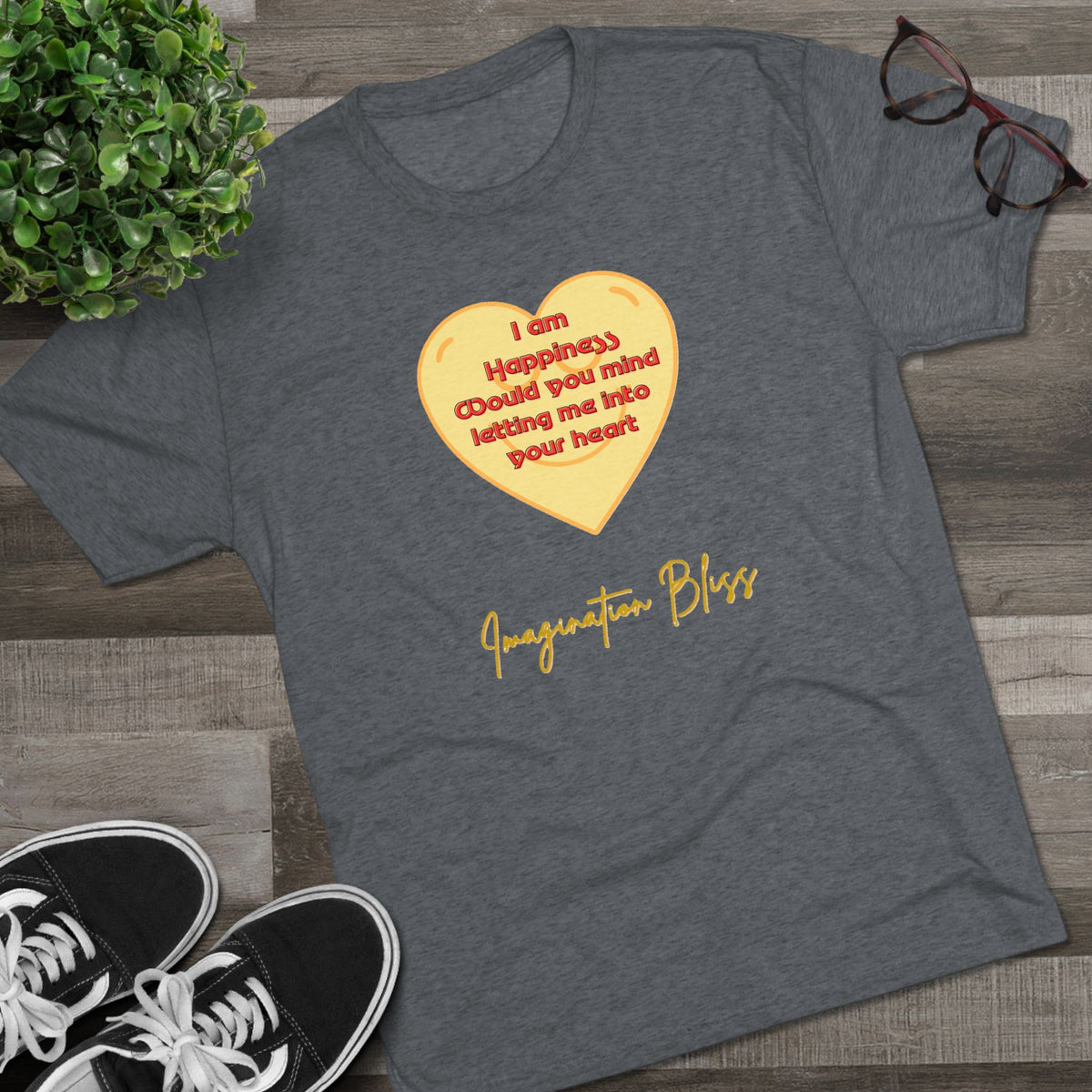 IMB Unisex Heart Affirmation Tee — "I am (happiness)" Inspirational Graphic T-Shirt