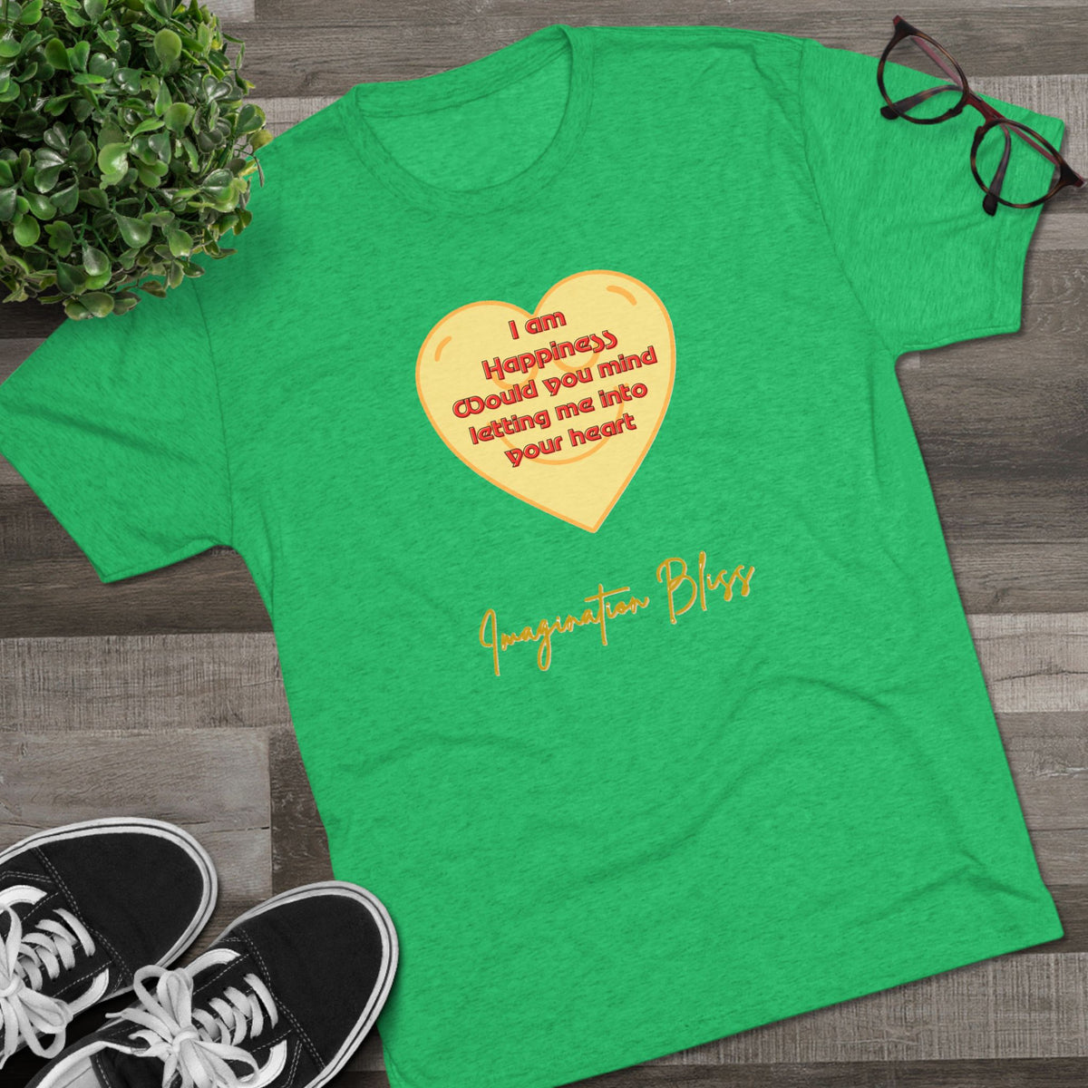 IMB Unisex Heart Affirmation Tee — "I am (happiness)" Inspirational Graphic T-Shirt