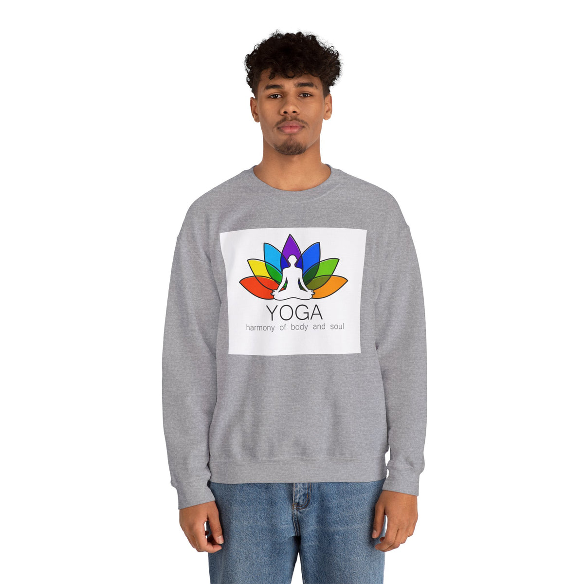 IMB Yoga Harmony Crewneck Sweatshirt – Rainbow Lotus Meditation Design