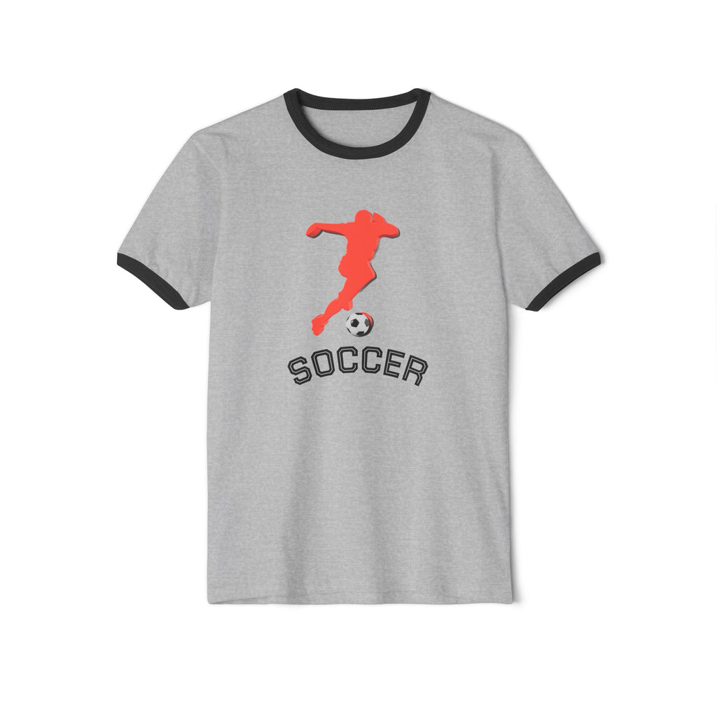 3D Soccer- Unisex Cotton Ringer T-Shirt