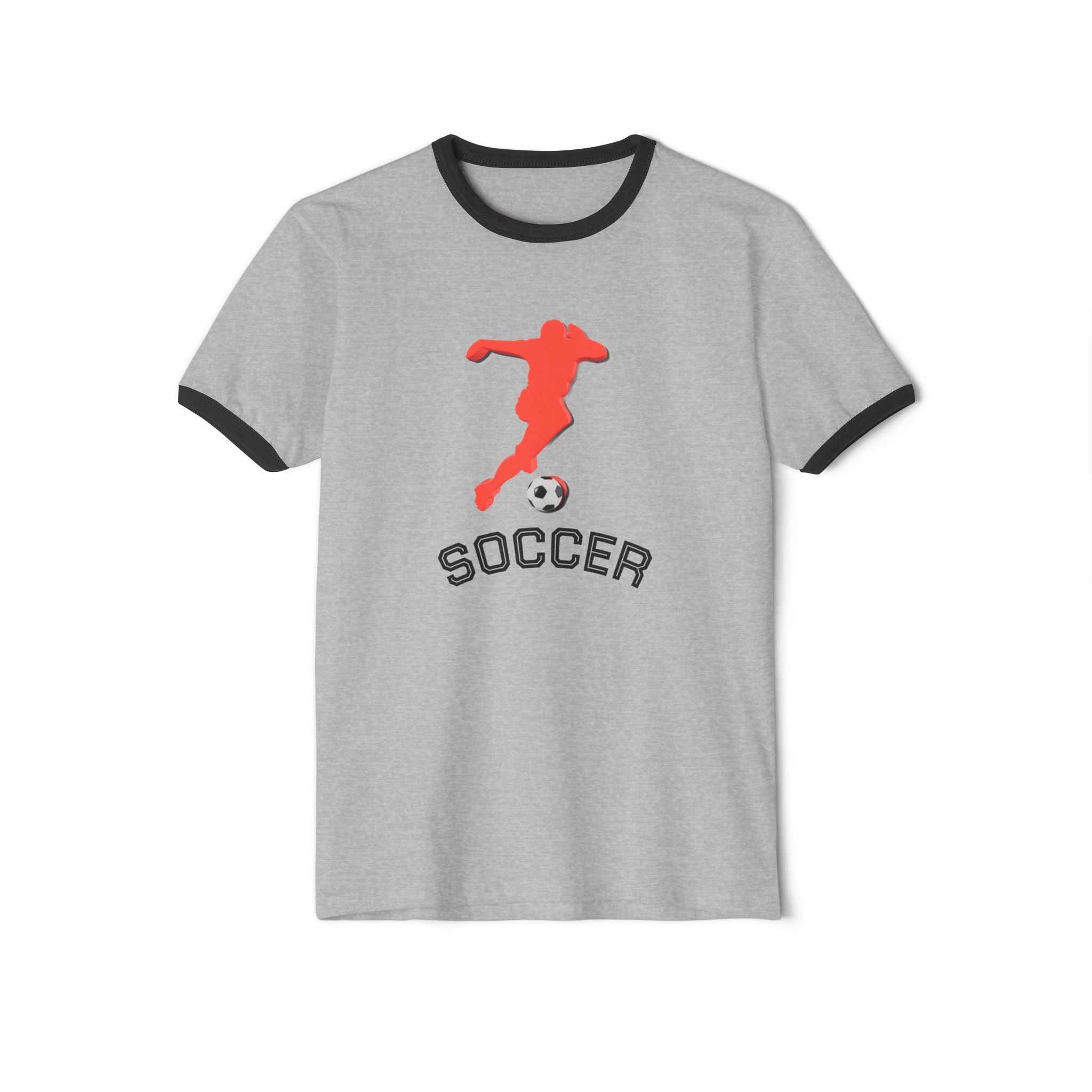 3D Soccer- Unisex Cotton Ringer T-Shirt