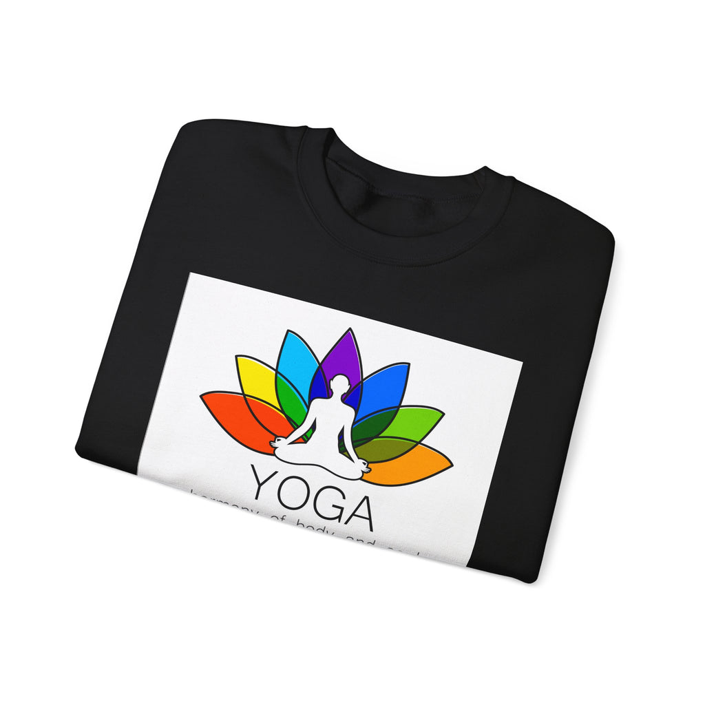 Yoga Harmony Crewneck Sweatshirt – Rainbow Lotus Meditation Design