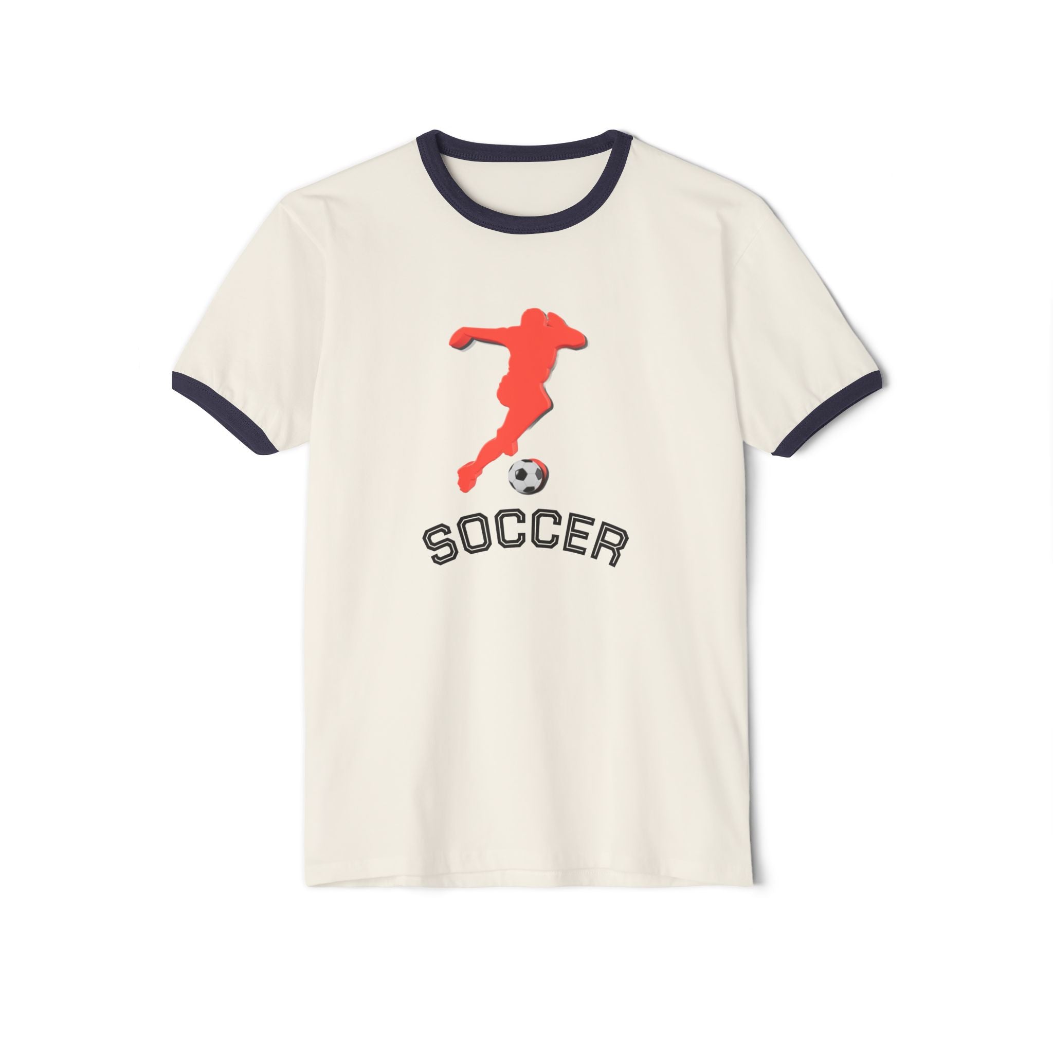 3D Soccer- Unisex Cotton Ringer T-Shirt