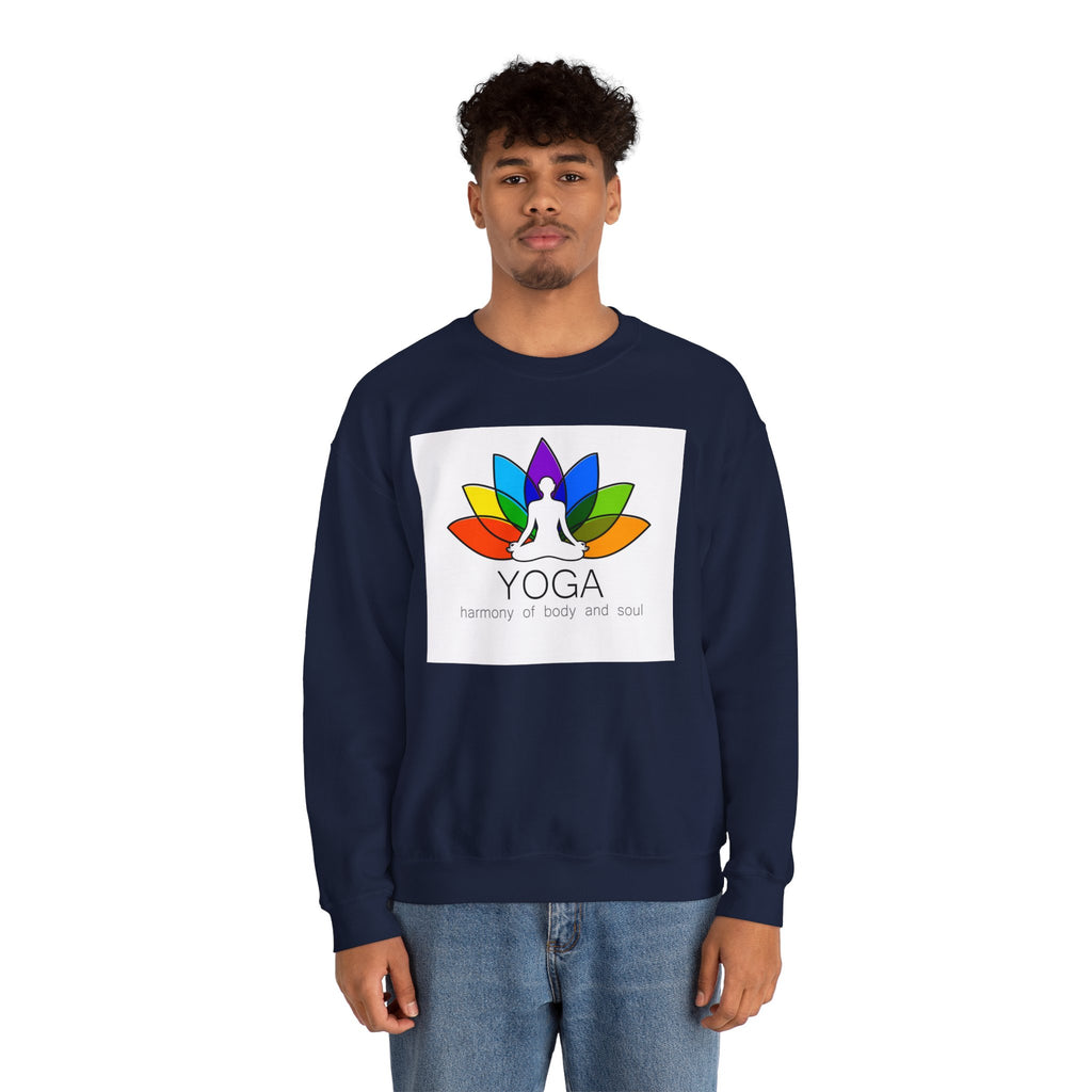Yoga Harmony Crewneck Sweatshirt – Rainbow Lotus Meditation Design