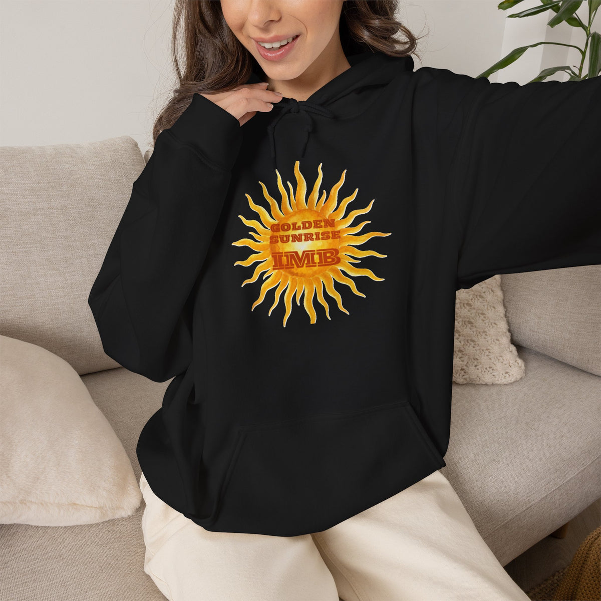 IMB Unisex Hoodie — Artistic Yellow Sun Graphic Pullover