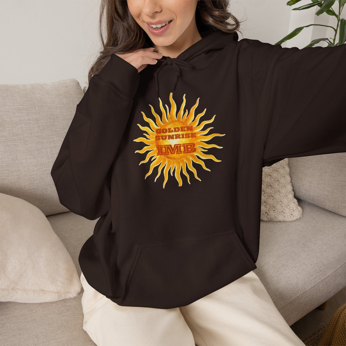 IMB Unisex Hoodie — Artistic Yellow Sun Graphic Pullover