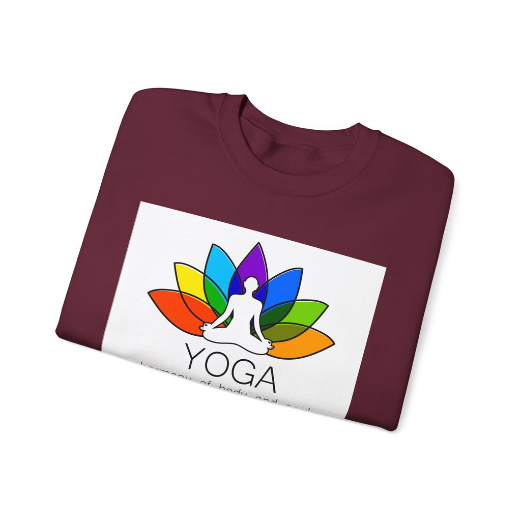 Yoga Harmony Crewneck Sweatshirt – Rainbow Lotus Meditation Design