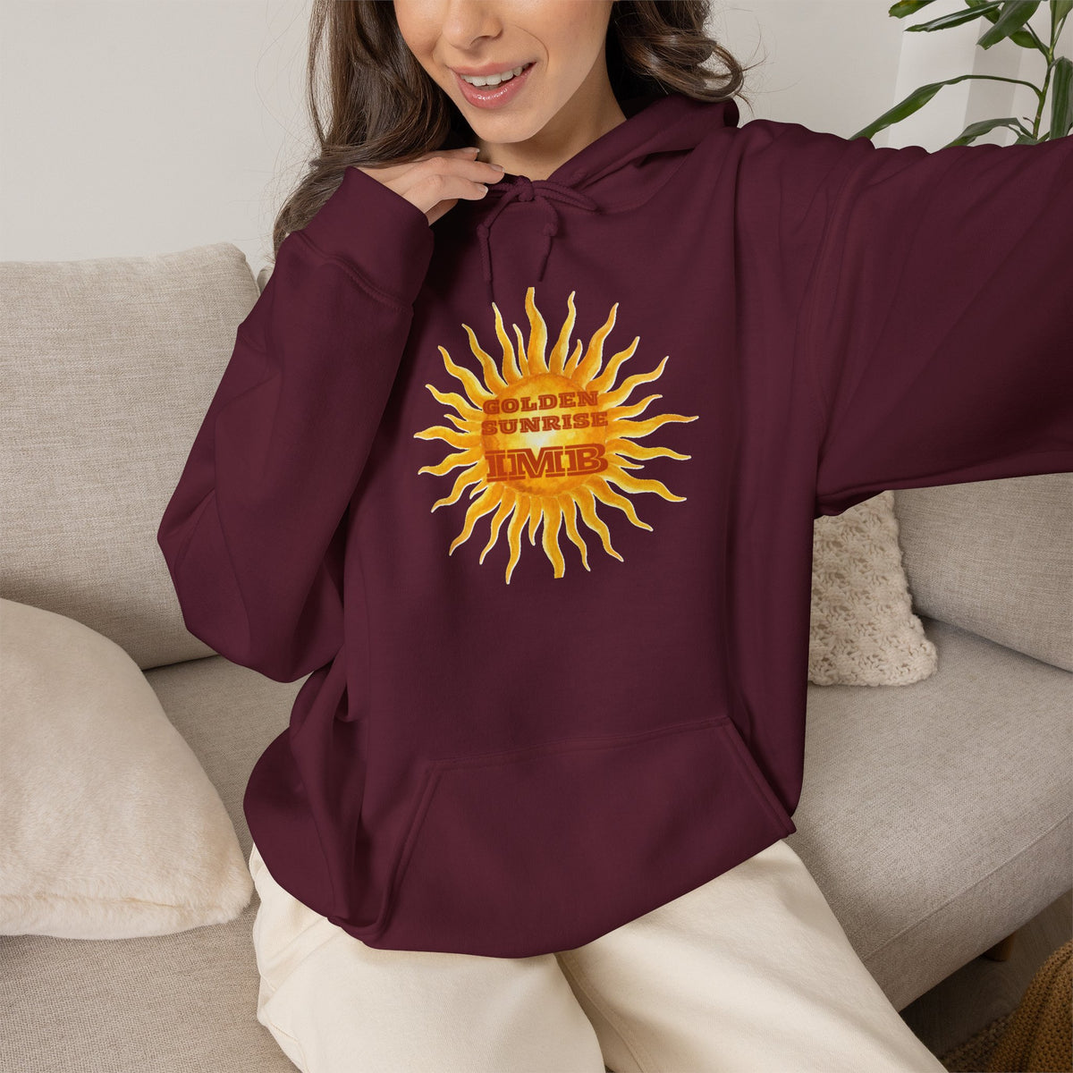 IMB Unisex Hoodie — Artistic Yellow Sun Graphic Pullover