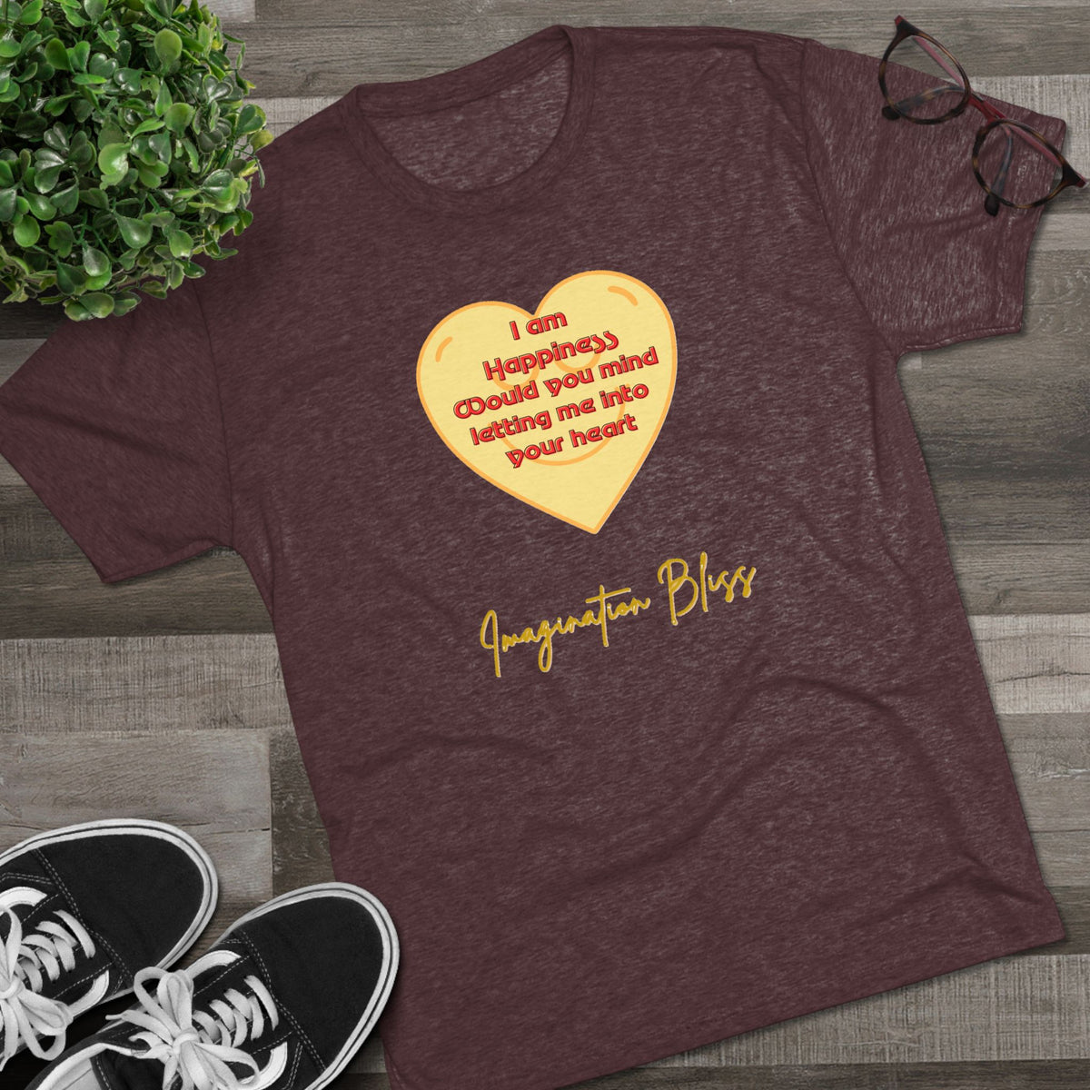 IMB Unisex Heart Affirmation Tee — "I am (happiness)" Inspirational Graphic T-Shirt