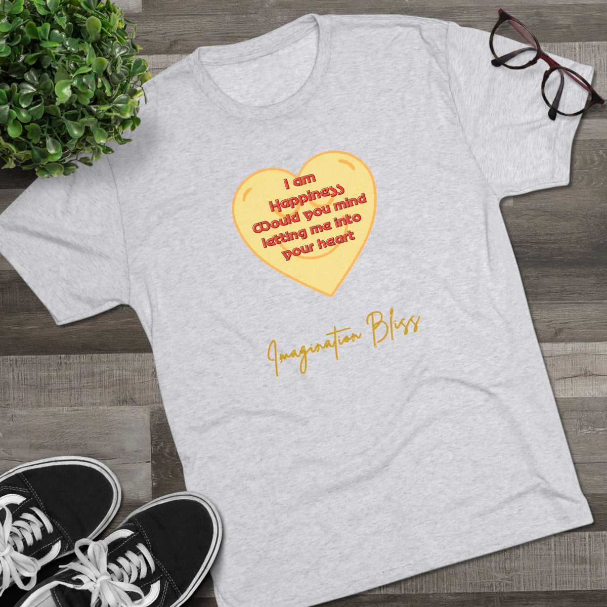 IMB Unisex Heart Affirmation Tee — "I am (happiness)" Inspirational Graphic T-Shirt