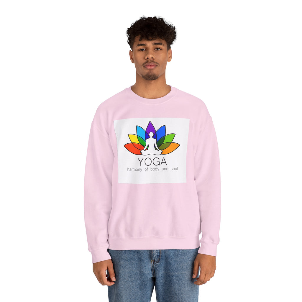 Yoga Harmony Crewneck Sweatshirt – Rainbow Lotus Meditation Design