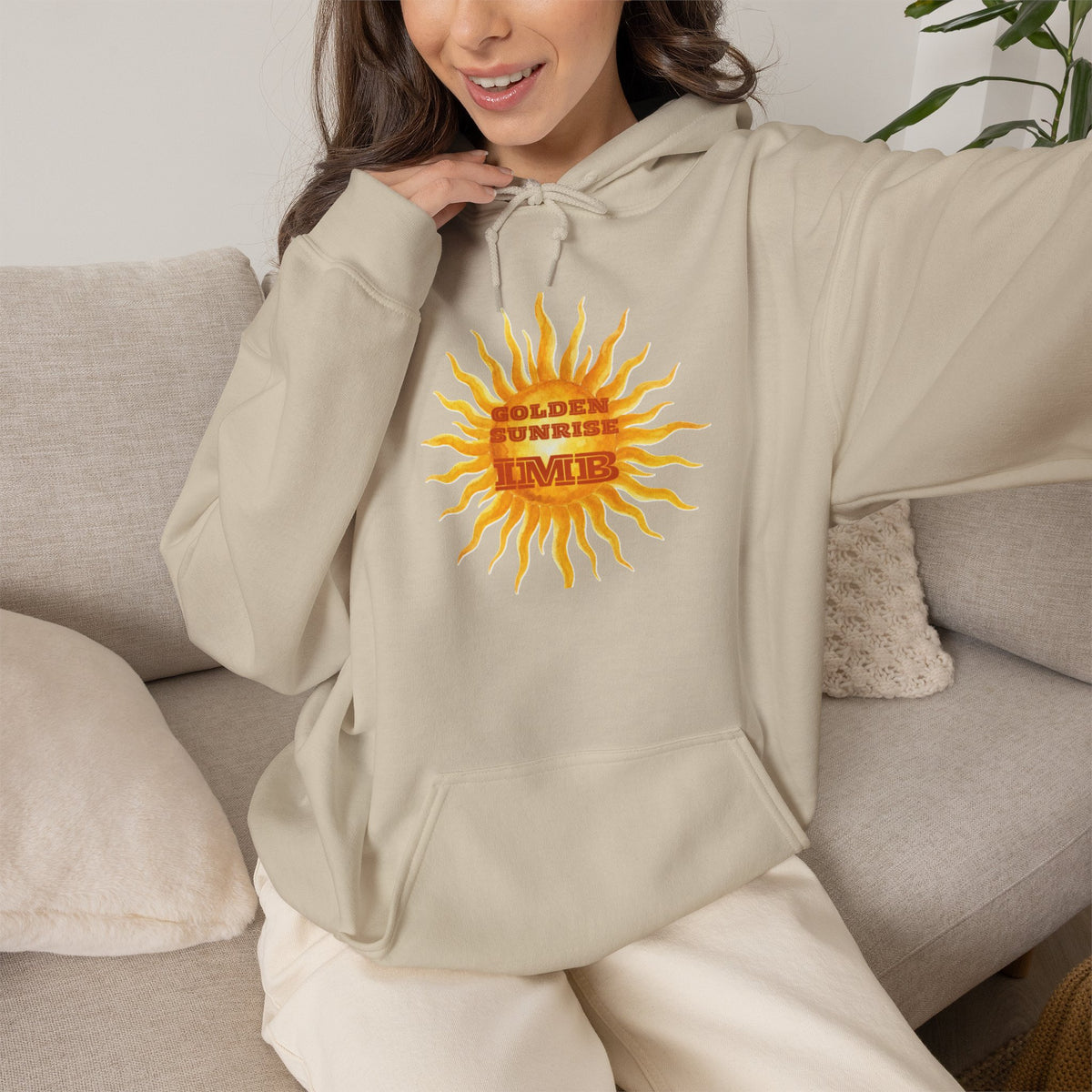 IMB Unisex Hoodie — Artistic Yellow Sun Graphic Pullover