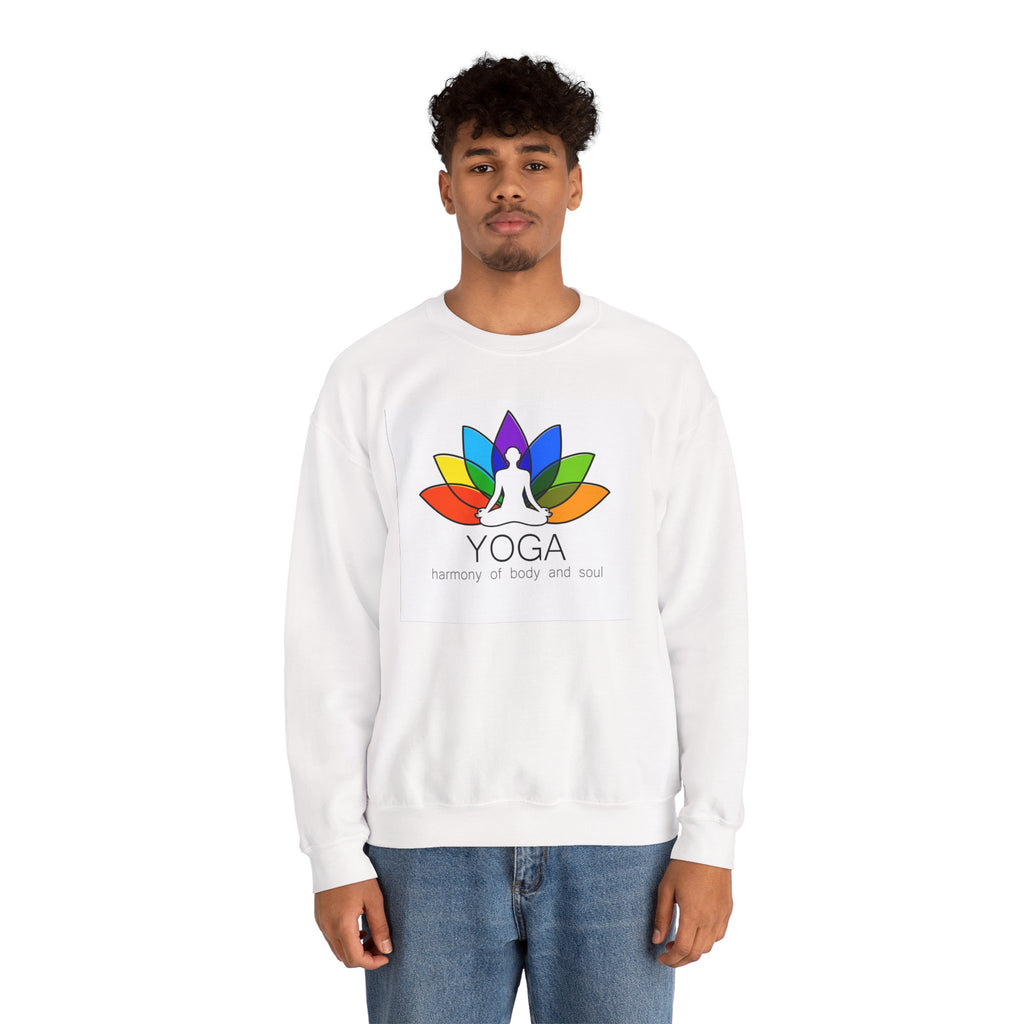 Yoga Harmony Crewneck Sweatshirt – Rainbow Lotus Meditation Design