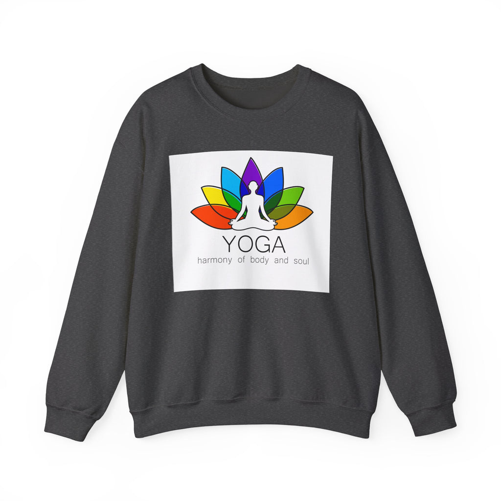Yoga Harmony Crewneck Sweatshirt – Rainbow Lotus Meditation Design