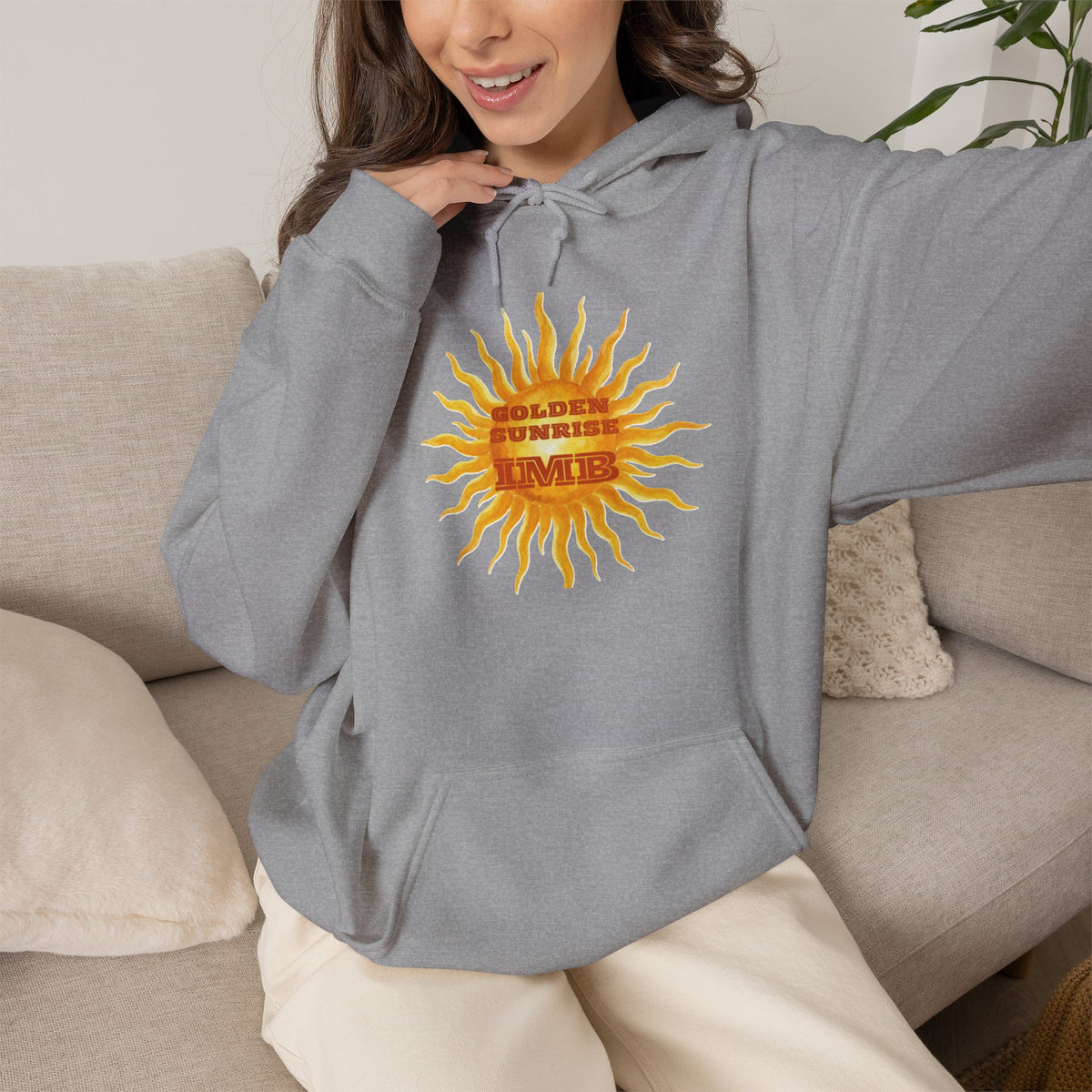 IMB Unisex Hoodie — Artistic Yellow Sun Graphic Pullover