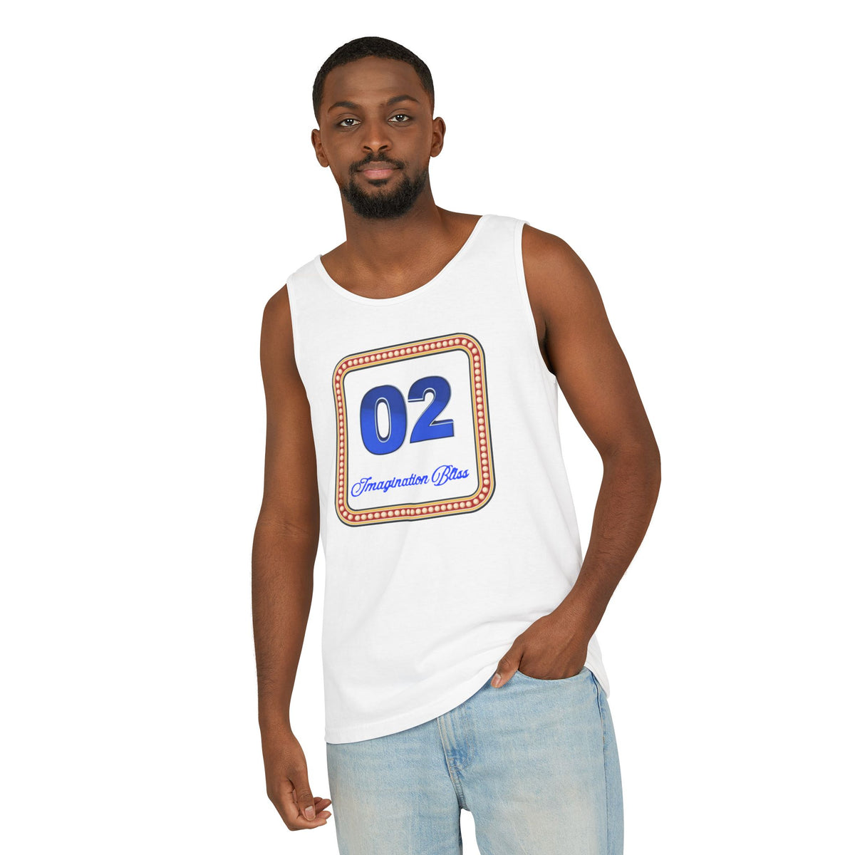IMB Unisex Decorative Badge Tank Top — 'Imagination Bliss' Graphic
