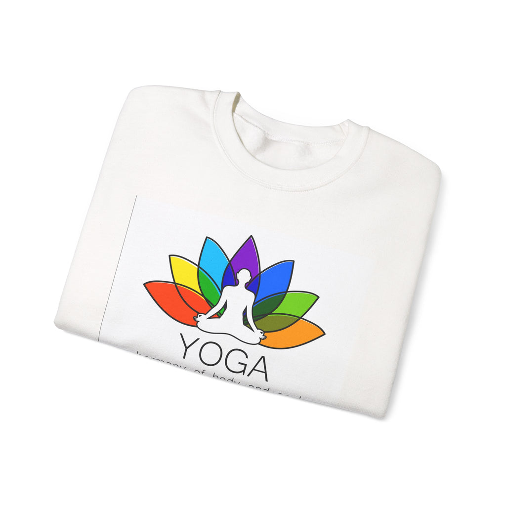 Yoga Harmony Crewneck Sweatshirt – Rainbow Lotus Meditation Design