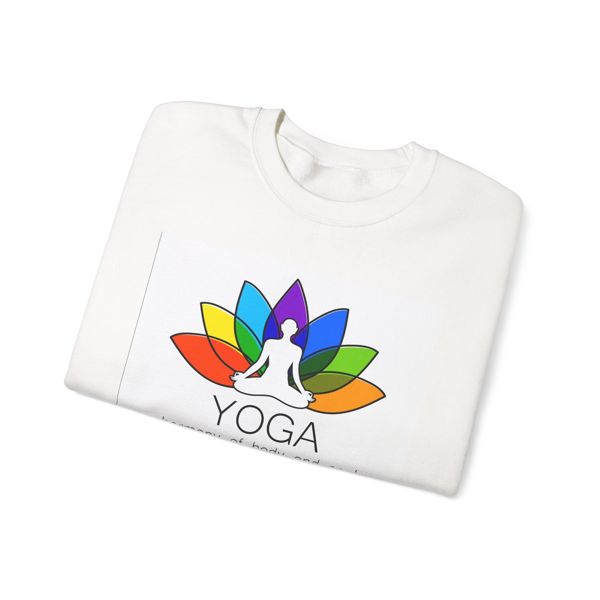 Yoga Harmony Crewneck Sweatshirt – Rainbow Lotus Meditation Design