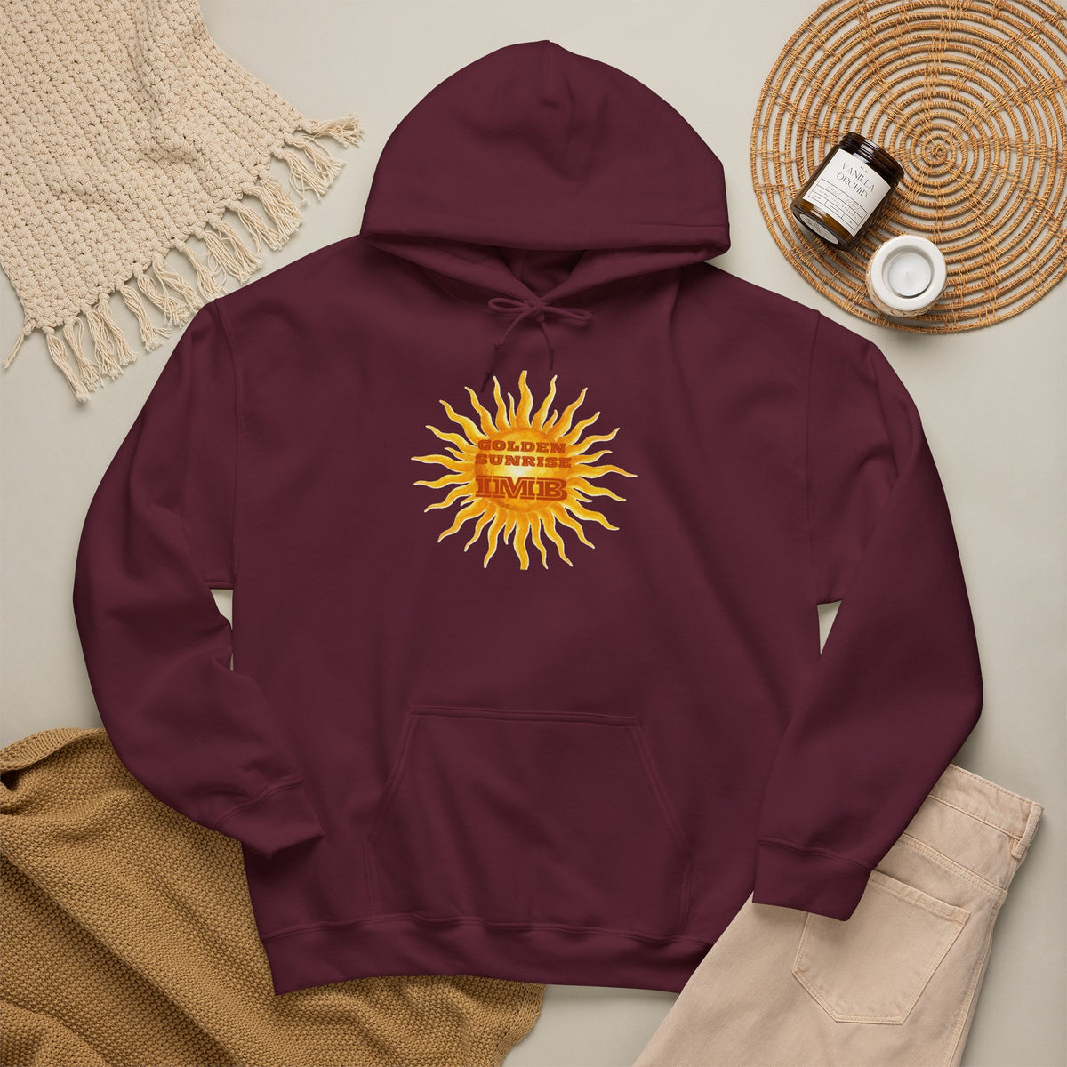 IMB Unisex Hoodie — Artistic Yellow Sun Graphic Pullover