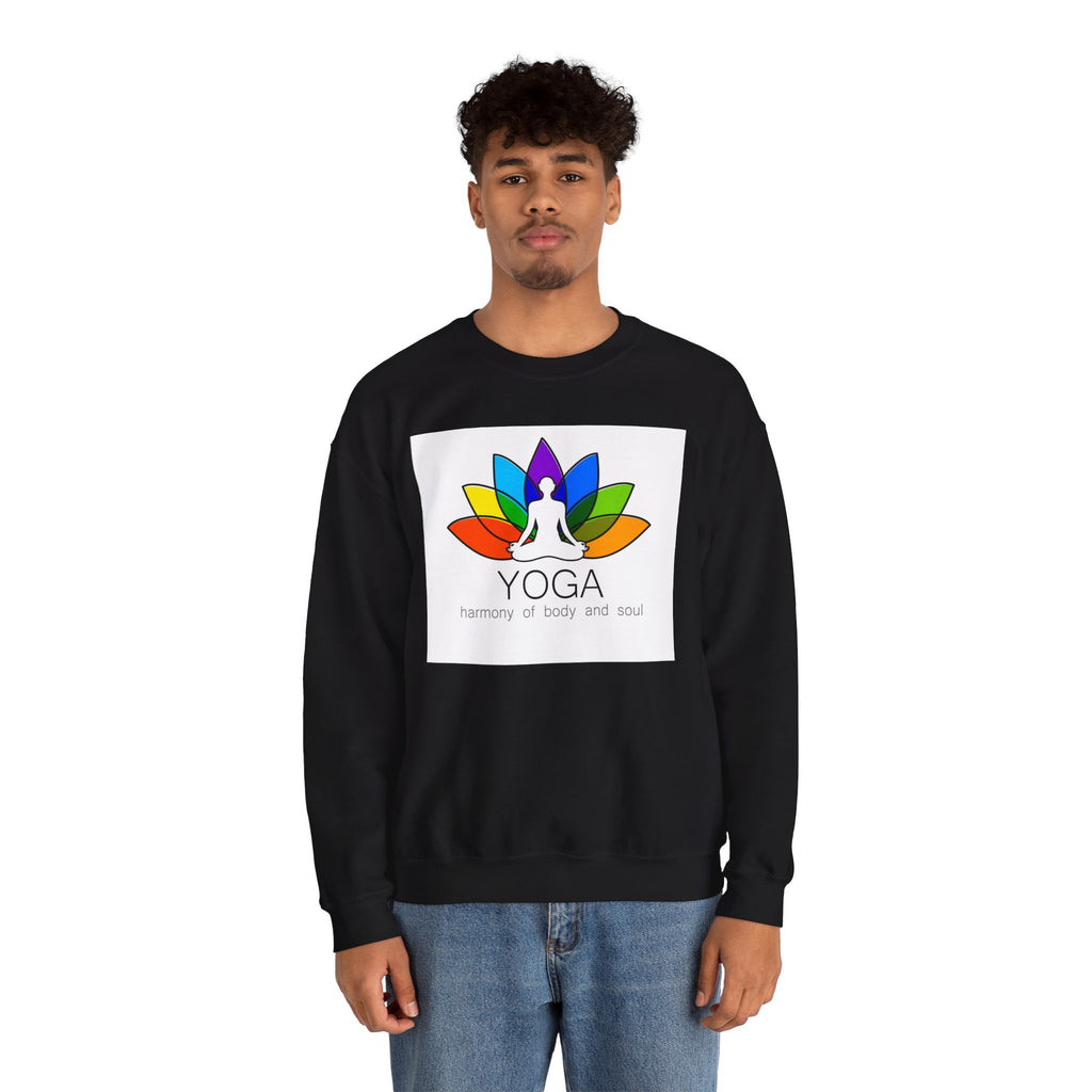 Yoga Harmony Crewneck Sweatshirt – Rainbow Lotus Meditation Design