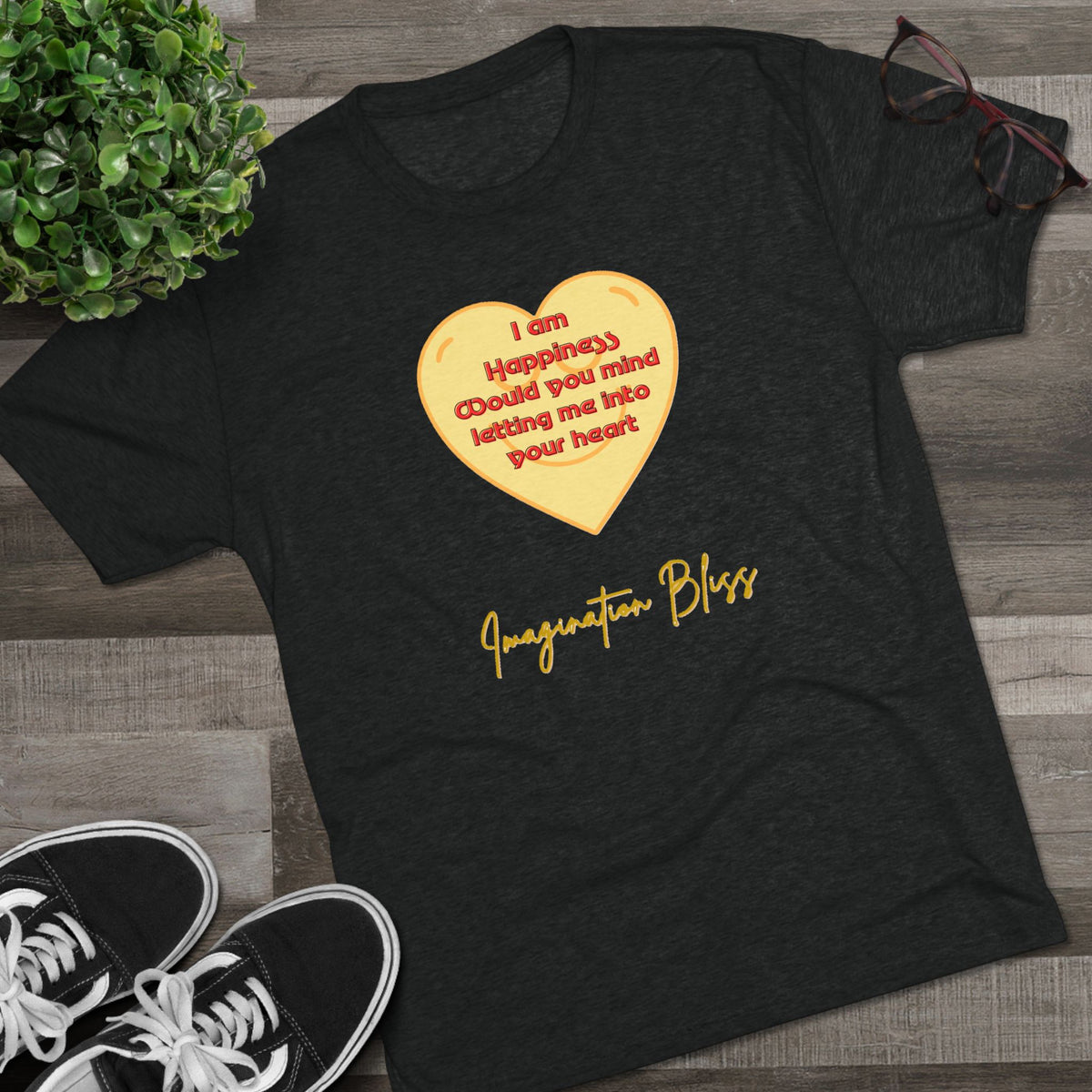 IMB Unisex Heart Affirmation Tee — "I am (happiness)" Inspirational Graphic T-Shirt