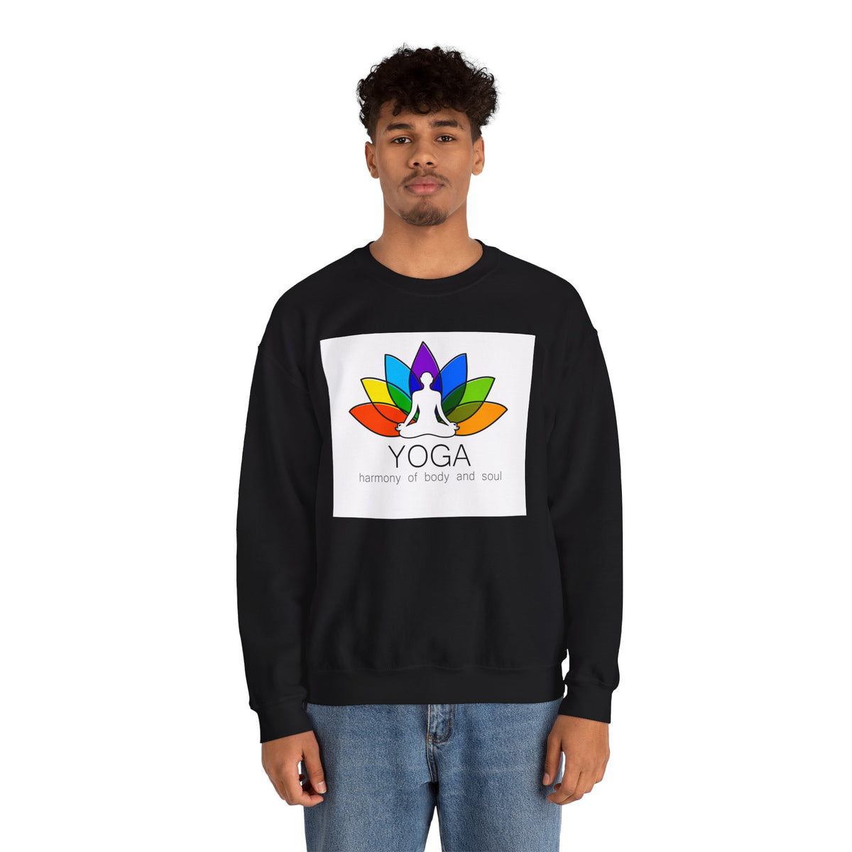 IMB Yoga Harmony Crewneck Sweatshirt – Rainbow Lotus Meditation Design