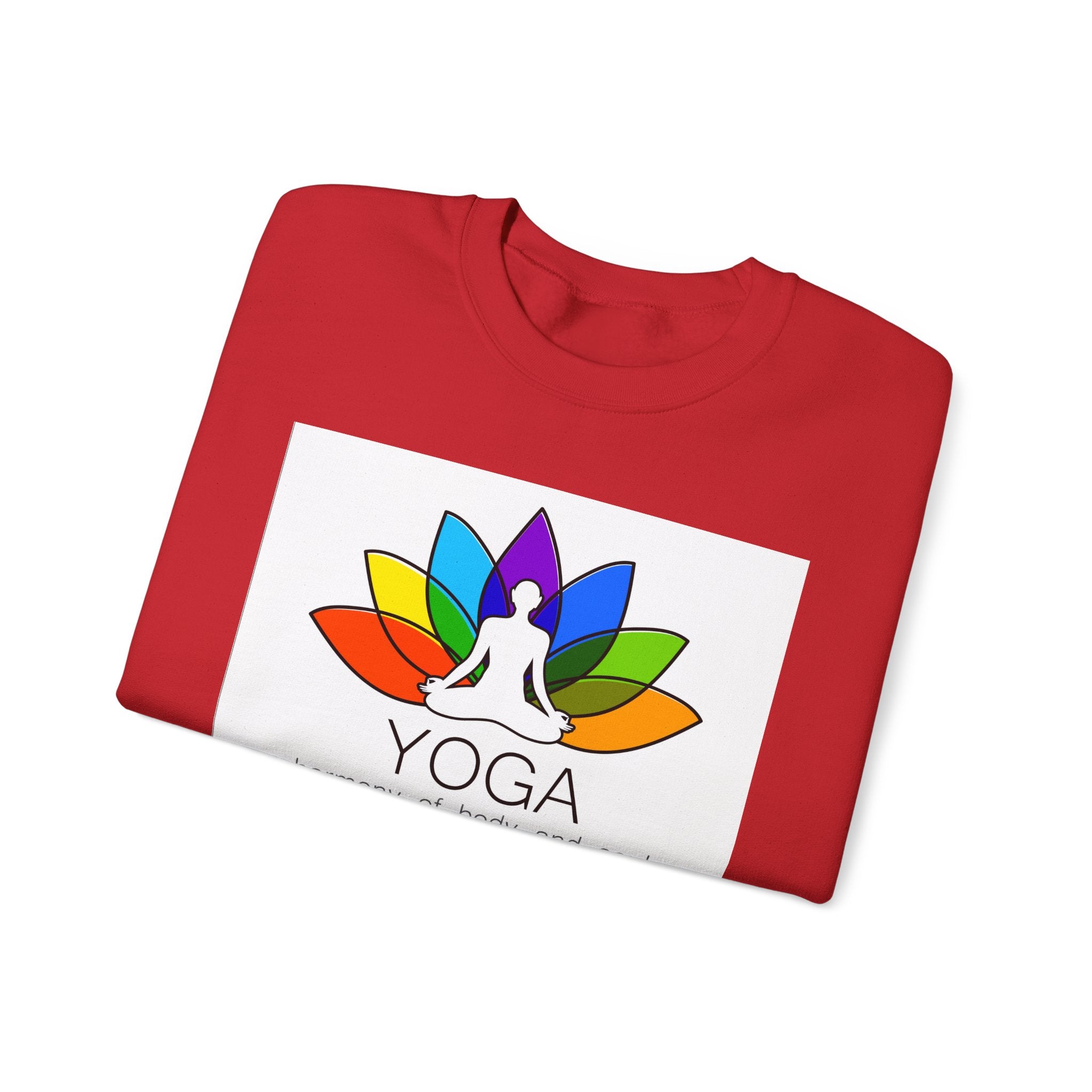 Yoga Harmony Crewneck Sweatshirt – Rainbow Lotus Meditation Design