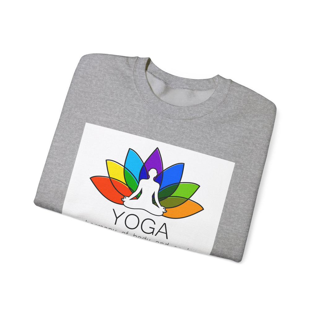 Yoga Harmony Crewneck Sweatshirt – Rainbow Lotus Meditation Design
